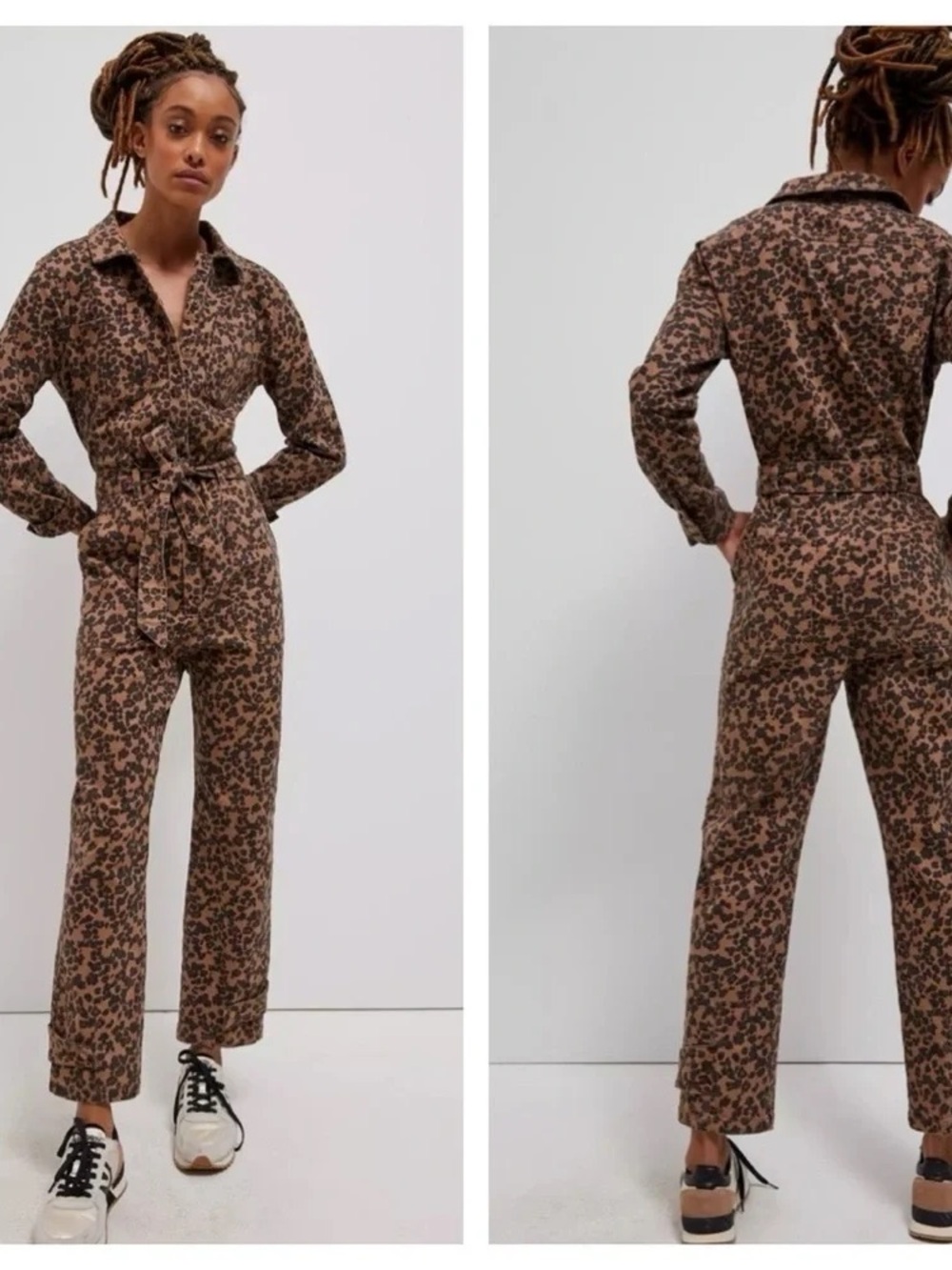 Anthropologie Animal Printed Tie-Waist Jumpsuit